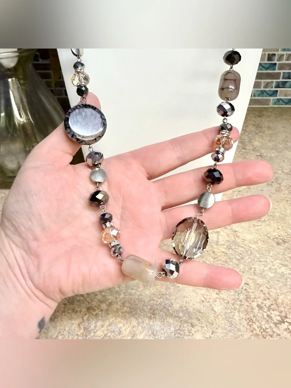 Beautiful A&A beaded Opera length necklace